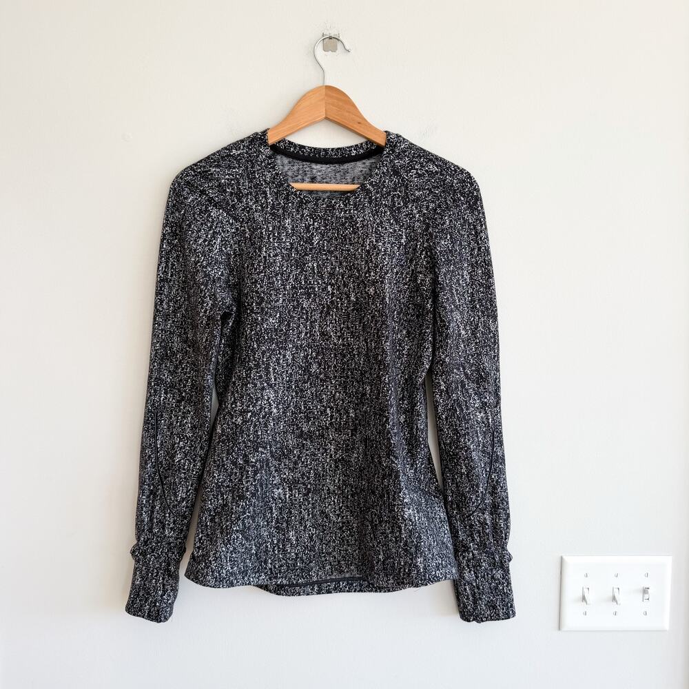 Lululemon Extra Mile Long Sleeve Jacquard Running Top Black 6